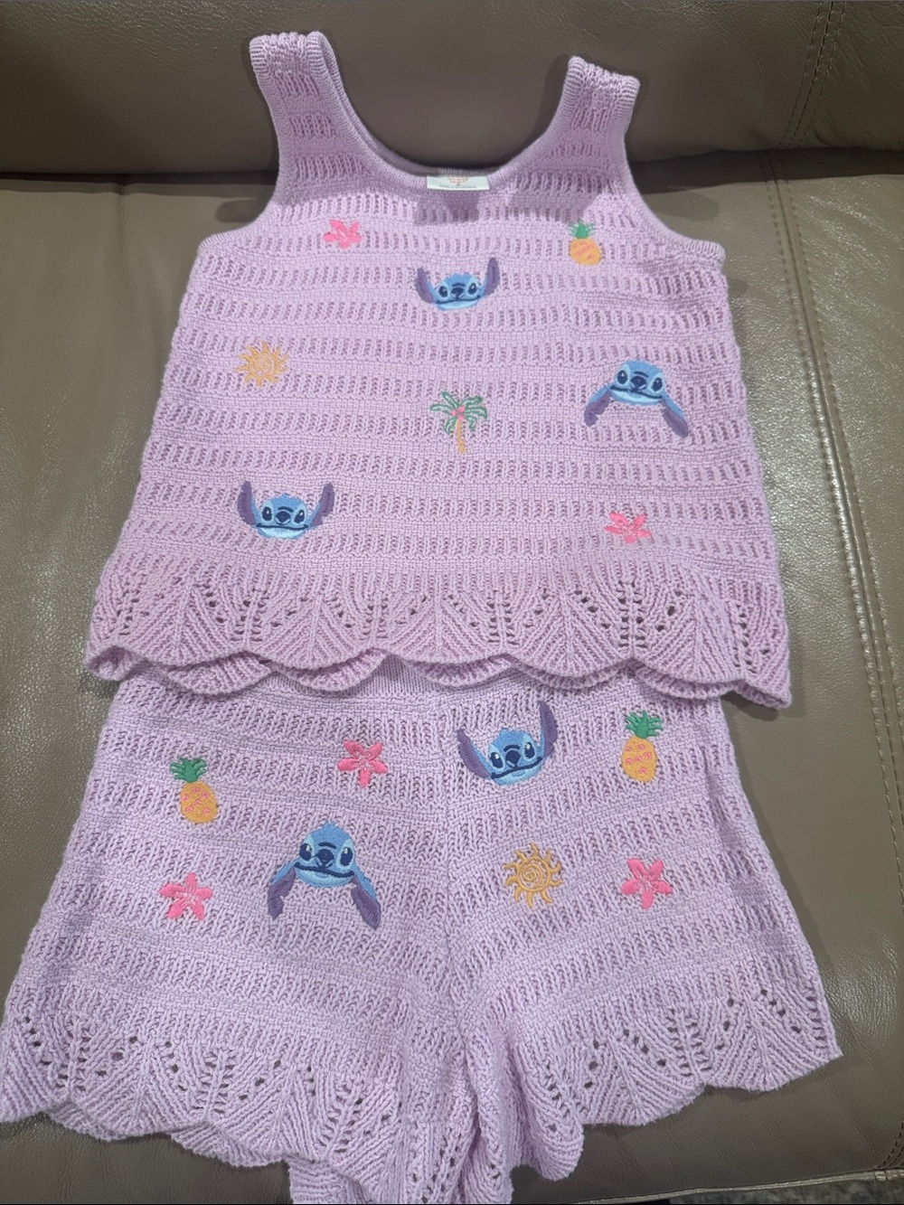 Disney Crochet Tank & Shorts Set with Stitch Appliqué size 5
